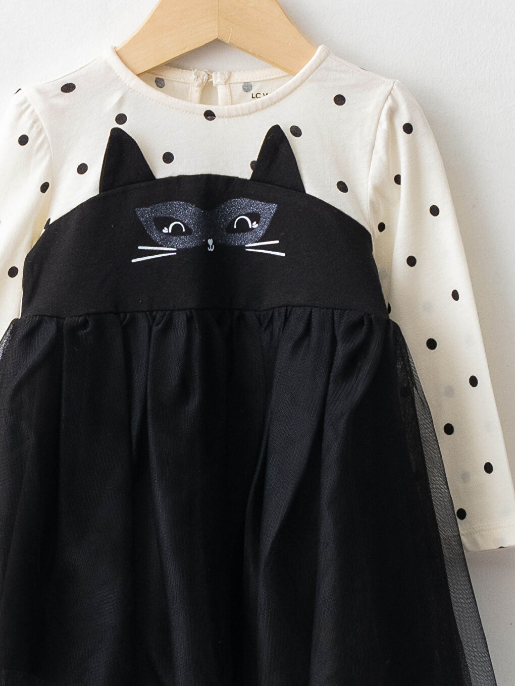 Crew Neck Long Sleeve Printed Tulle Skirt Baby Girl Dress-2