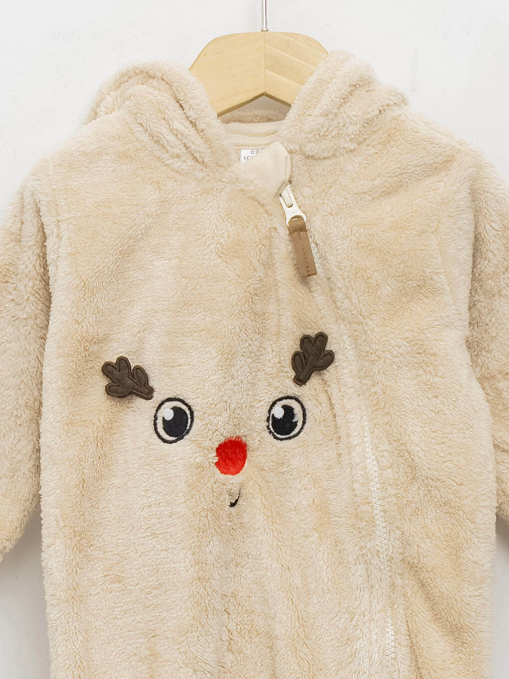 Hooded Long Sleeve Plush Baby Boy Zipper Jumpsuit-2