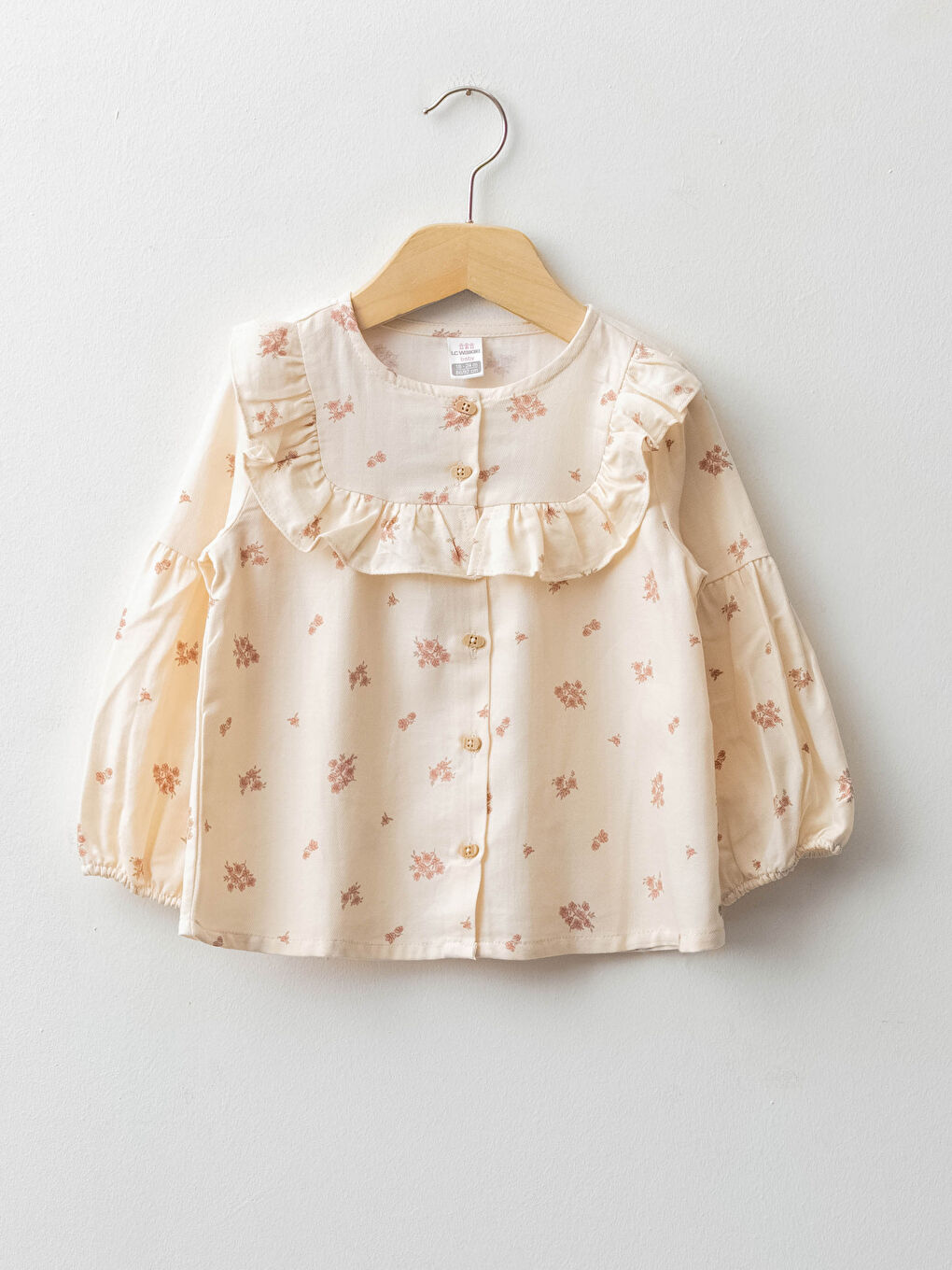 Košulja za bebe devojčice sa okruglim izrezom i dugim rukavima, sa dezenom