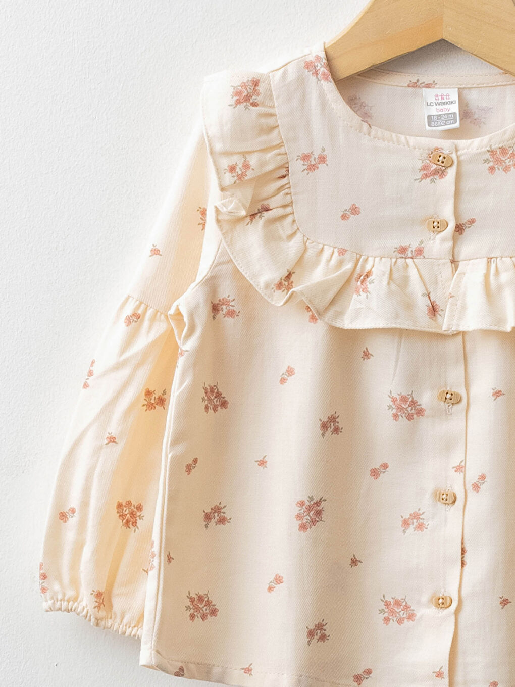 Košulja za bebe devojčice sa okruglim izrezom i dugim rukavima, sa dezenom-2