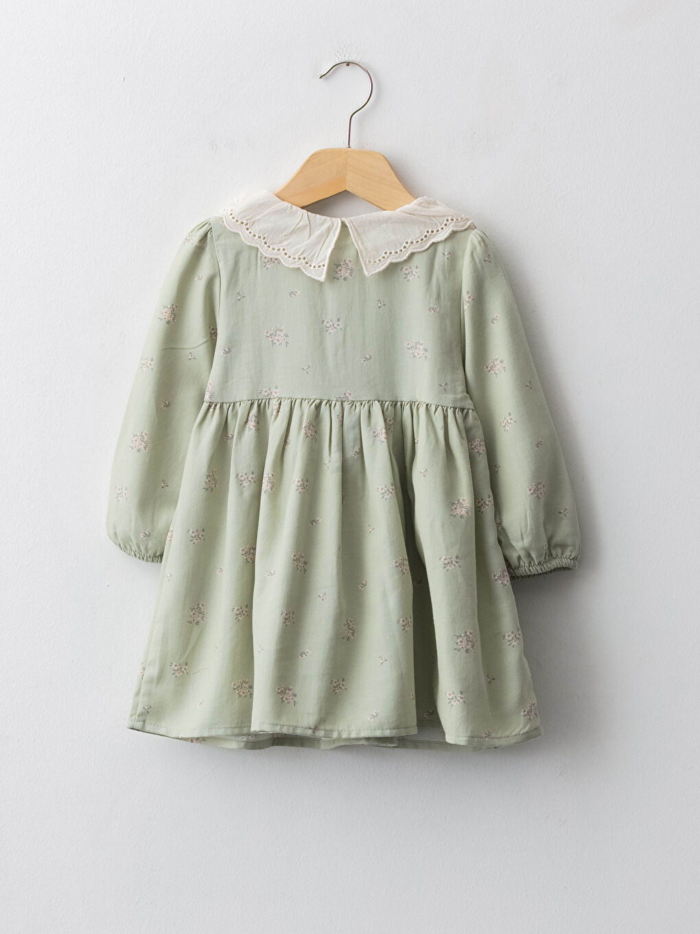 Baby Collar Long Sleeve Lace Detailed Baby Girl Dress-1