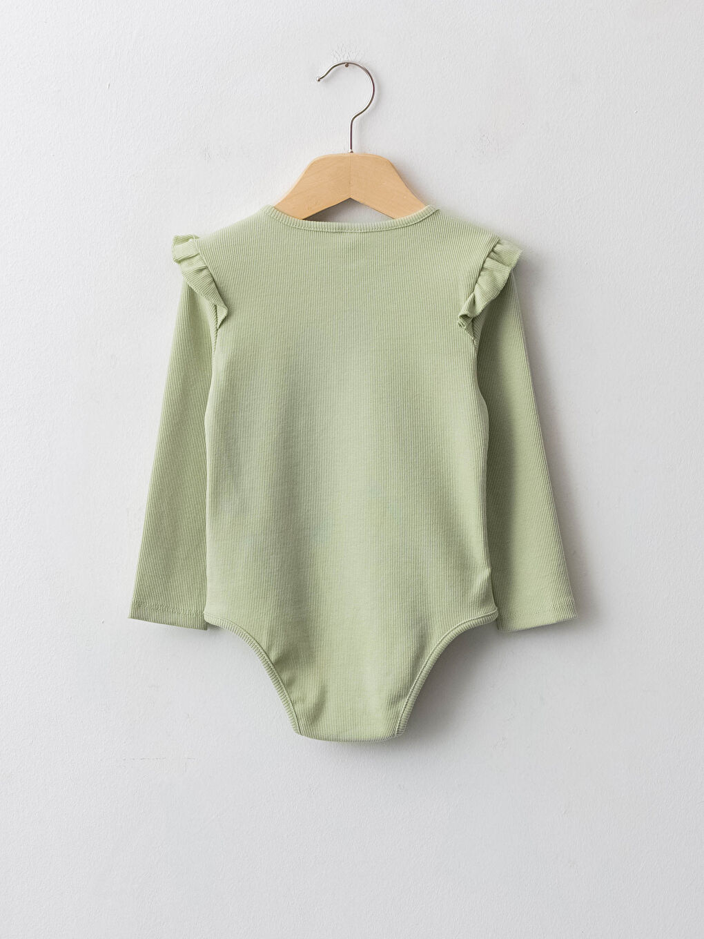 Crew Neck Long Sleeve Baby Girls' Snap Fastening Bodysuit-1