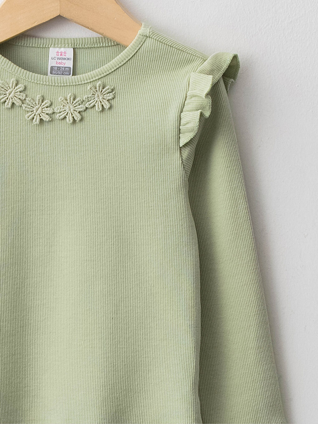 Crew Neck Long Sleeve Baby Girls' Snap Fastening Bodysuit-2