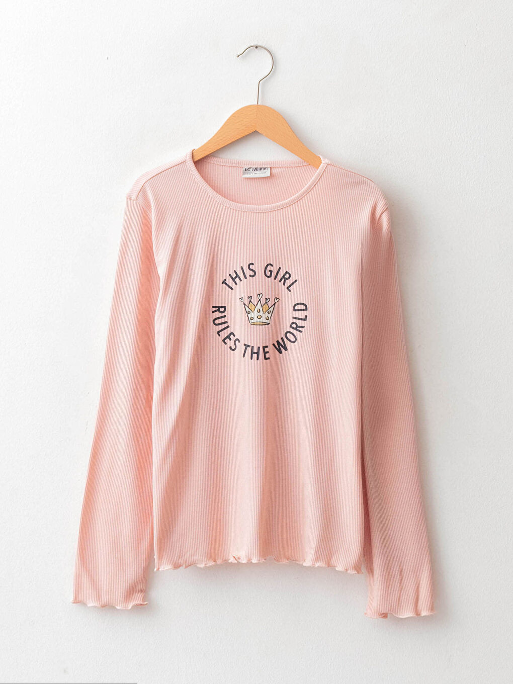 LCW Kids Rundhalsausschnitt Langarm Bedrucktes T-Shirt für Mädchen -W1AU46Z4-FXW