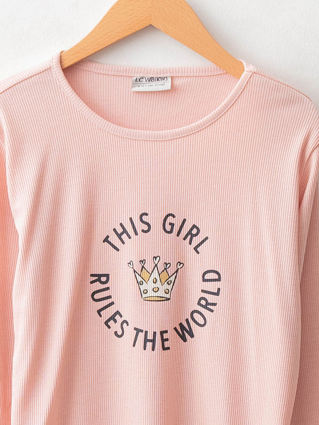 LCW Kids Rundhalsausschnitt Langarm Bedrucktes T-Shirt für Mädchen -W1AU46Z4-FXW
