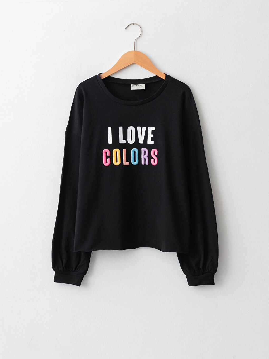 LCW Kids Crew Neck Printed Long Sleeve Cotton Girl T-shirt -W1AU62Z4-CVL