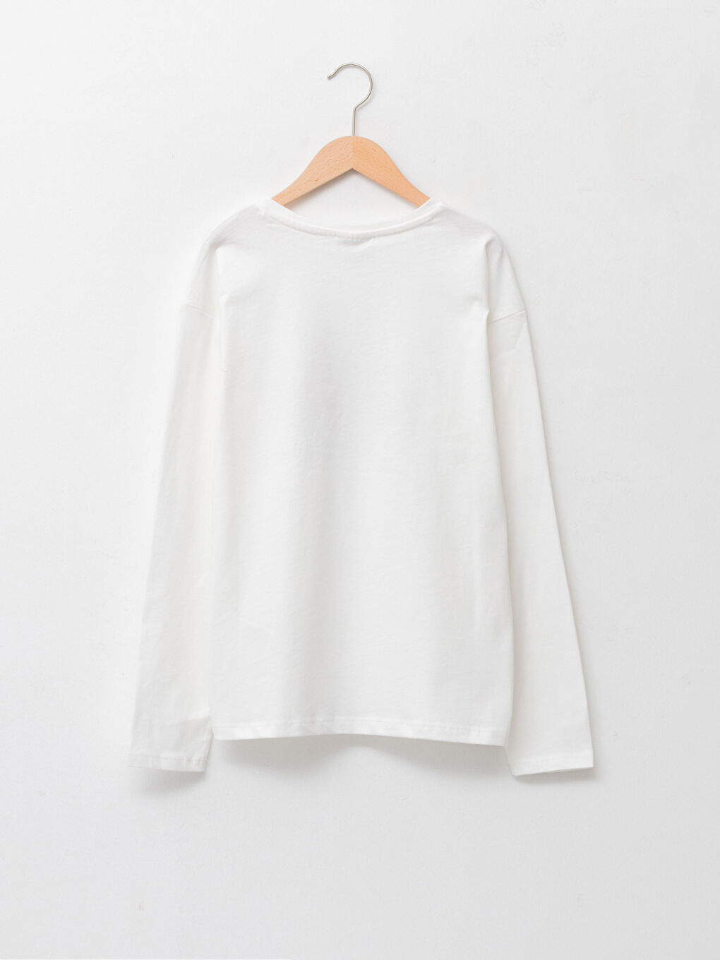 Crew Neck Printed Long Sleeve Cotton Girl T-shirt-1