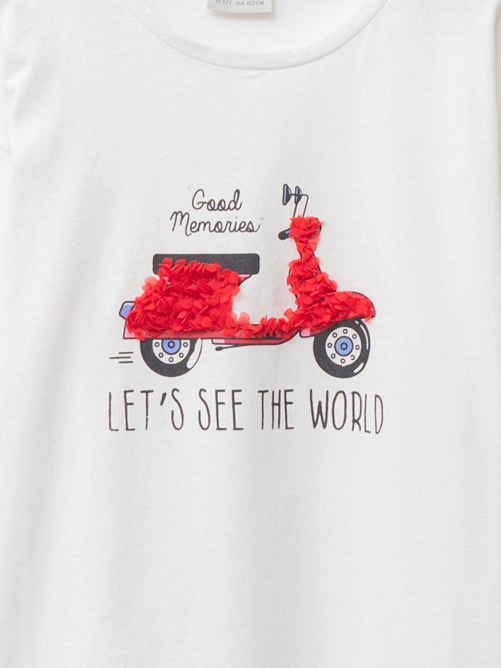 Crew Neck Printed Long Sleeve Cotton Girl T-shirt-2