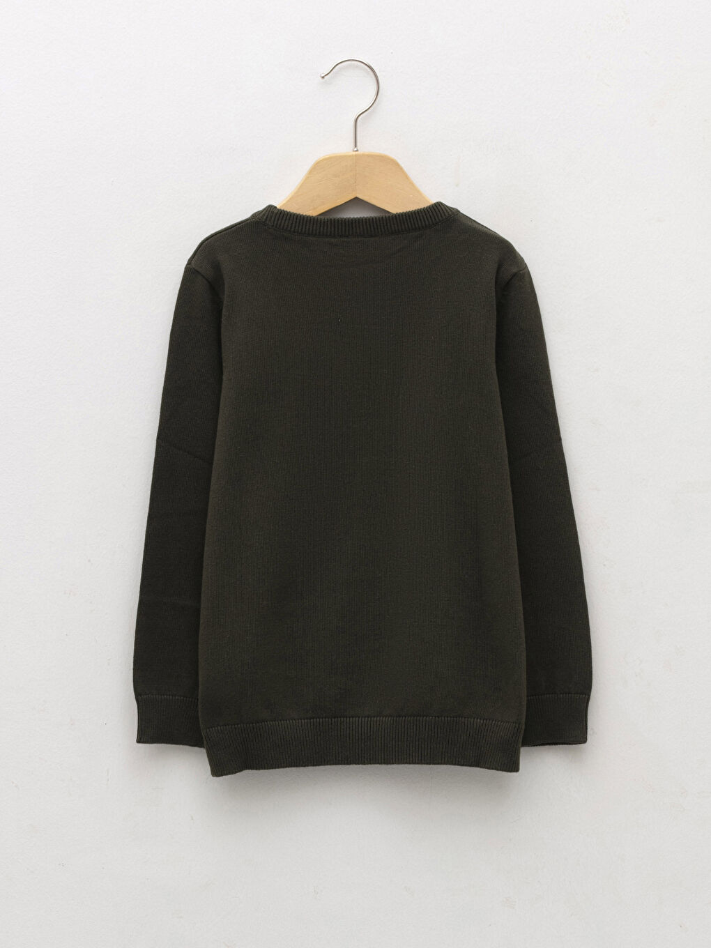 Crew Neck Patterned Long Sleeve Boy Thin Tricot Sweater-1