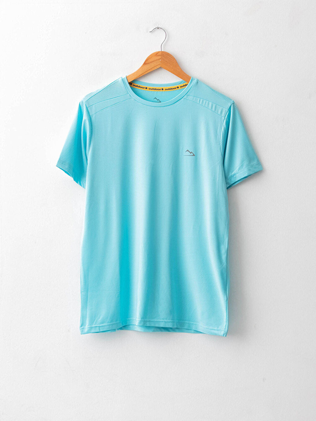 Turkuaz Bisiklet Yaka Kısa Kollu Erkek Tişört-5