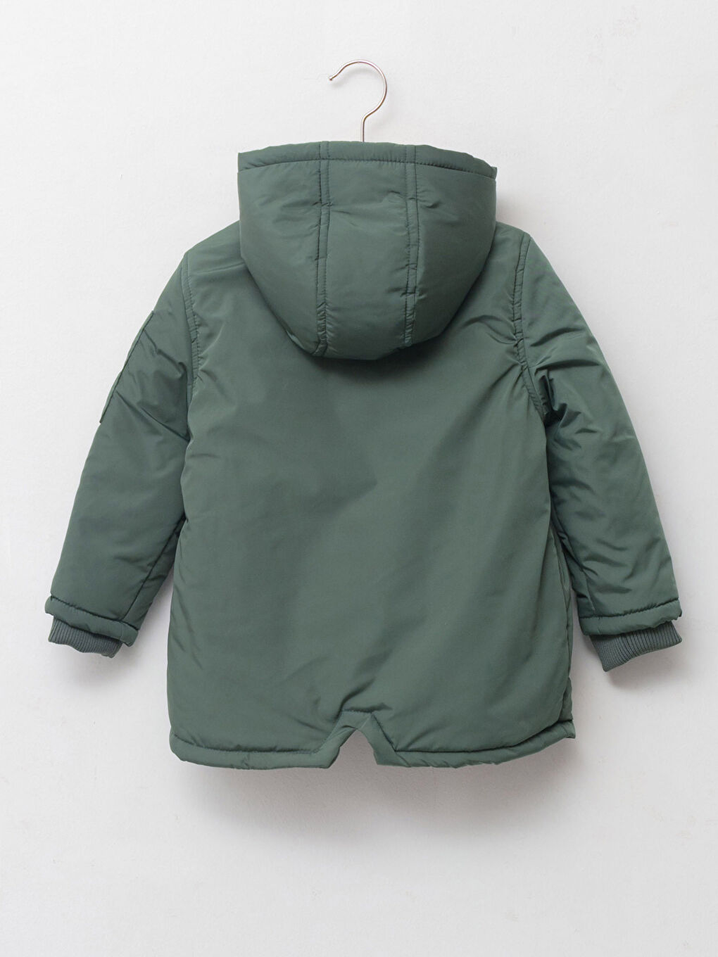 Yeşil Kapüşonlu Basic Uzun Kollu Erkek Bebek Kaban-1