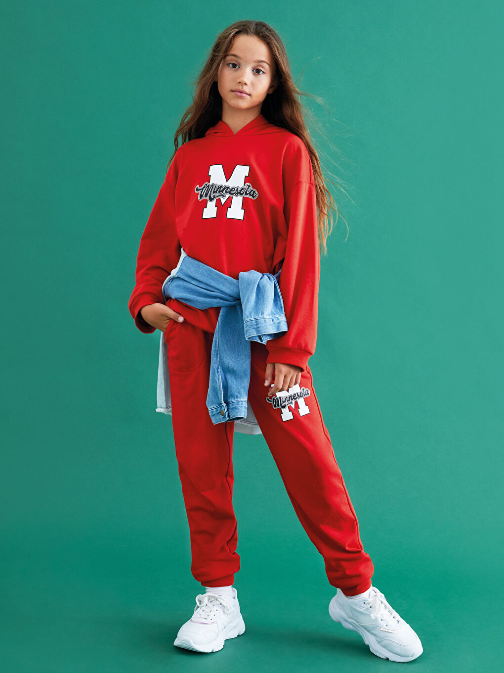 Толстовка с капюшоном, с принтом, с длинным рукавом, для девочек-1