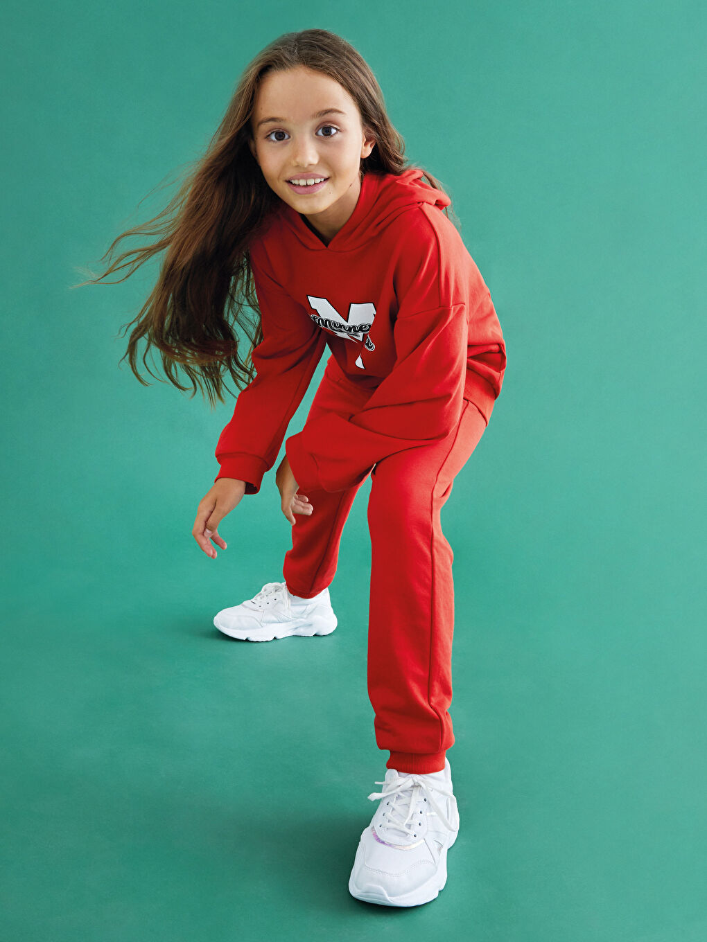 Толстовка с капюшоном, с принтом, с длинным рукавом, для девочек-2