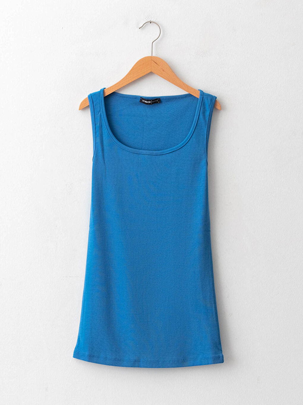 Mavi U Yaka Kolsuz Pamuklu Kadın Atlet-4