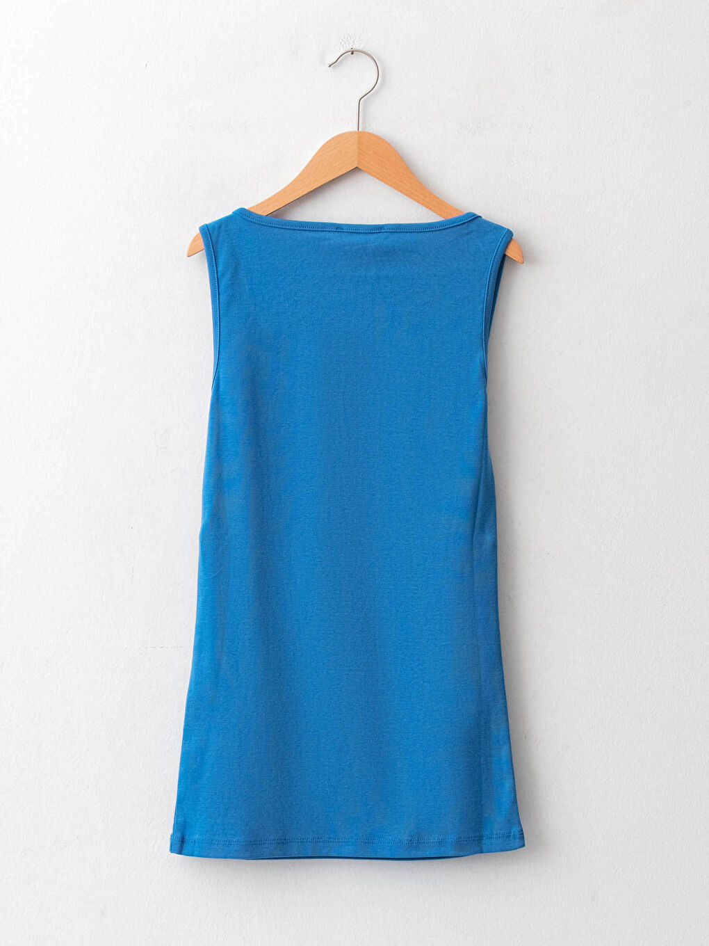 Mavi U Yaka Kolsuz Pamuklu Kadın Atlet-5