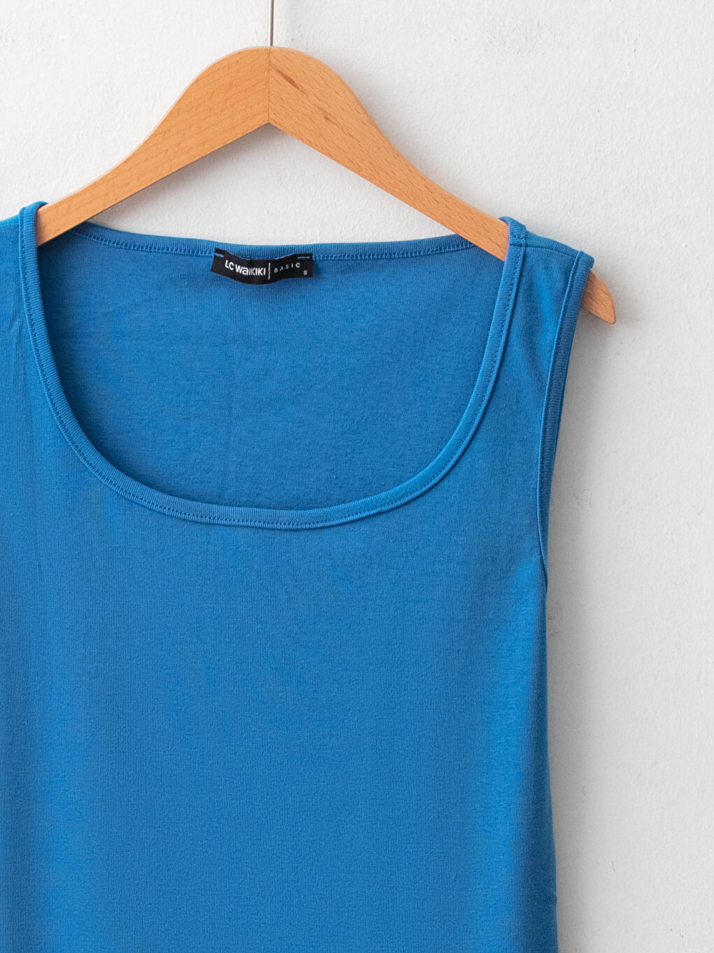 Mavi U Yaka Kolsuz Pamuklu Kadın Atlet-6