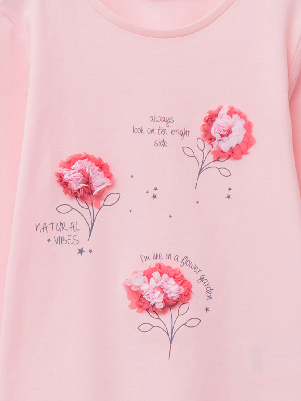 Crew Neck Printed Long Sleeve Cotton Girl T-shirt-2