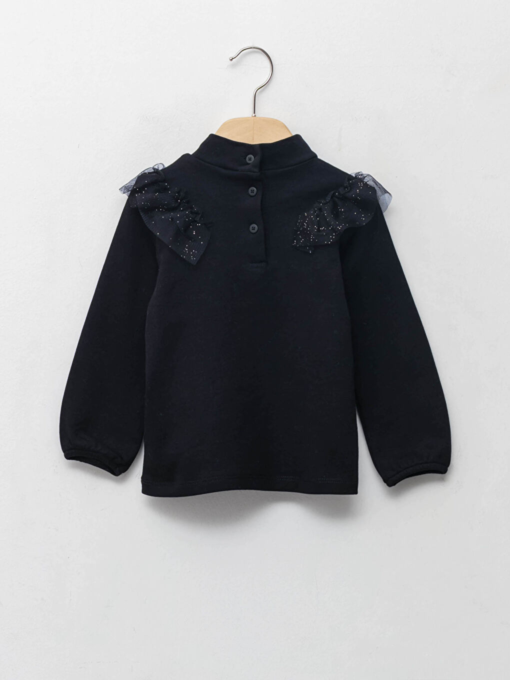 Футболка с длинным рукавом и деталями из тюля, полуводолазка, для малышки девочки-1