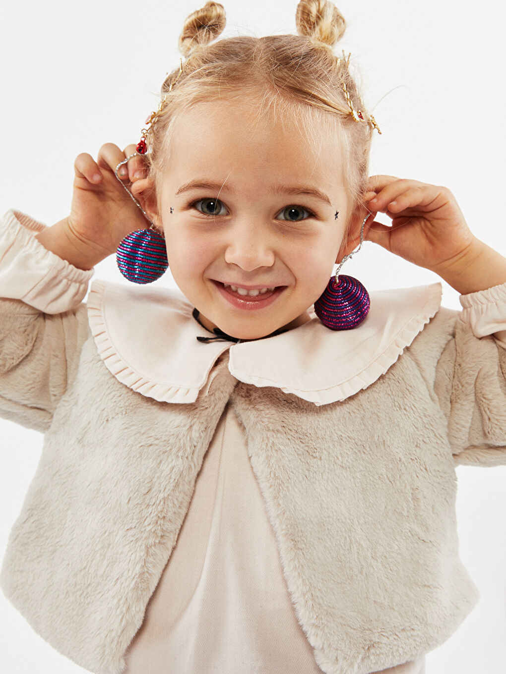 Кардиган с круглым вырезом, длинным рукавом, плюшевый, для малышек девочек