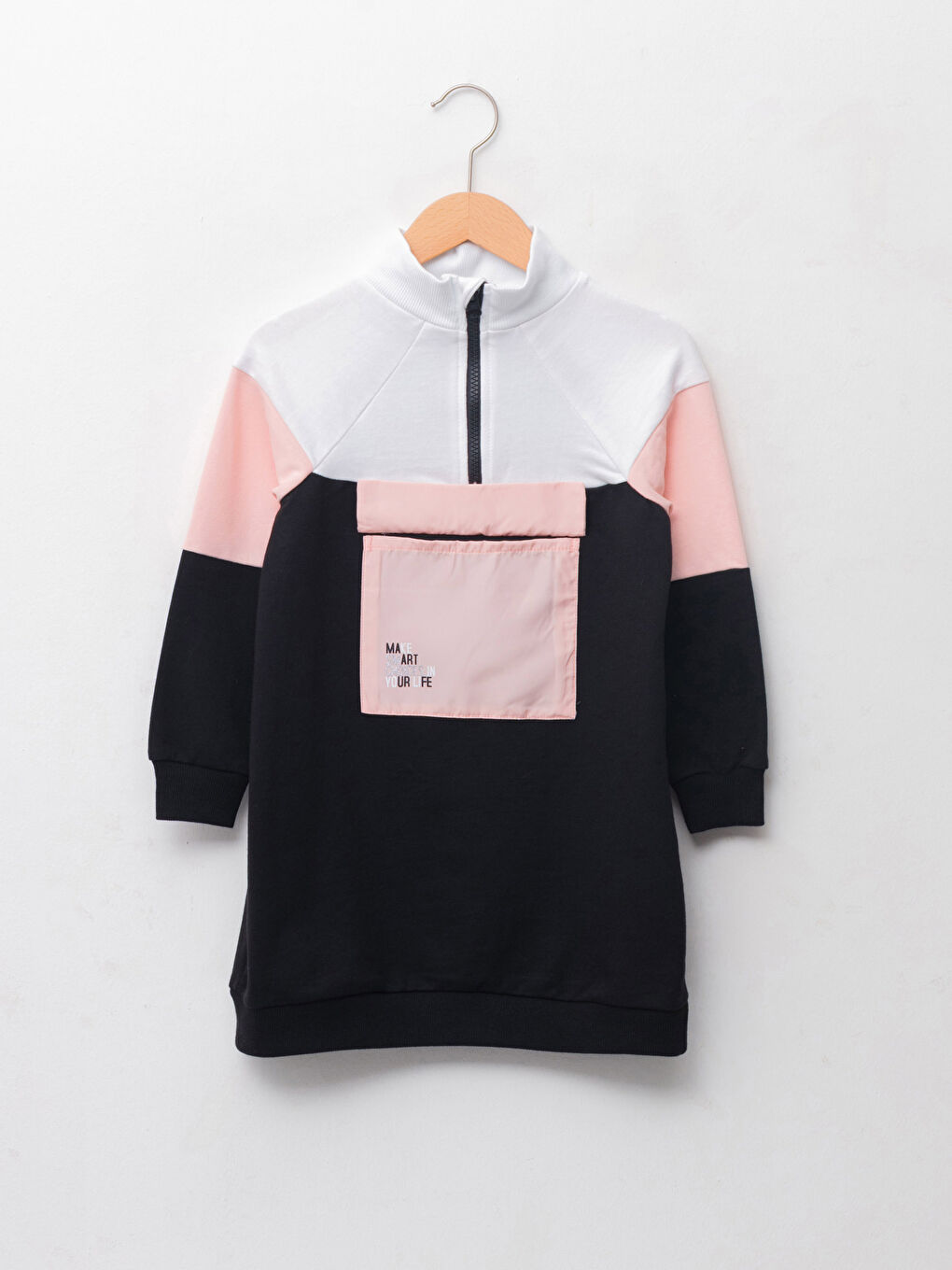 Платье для девочек с длинным рукавом и принтом, воротник-труба-1