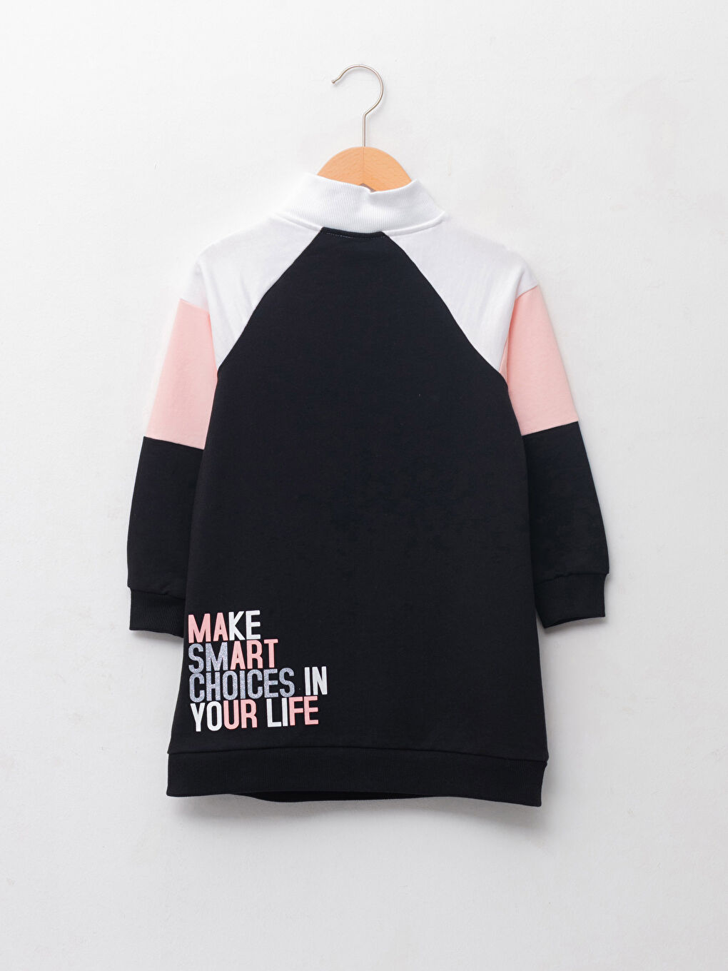 Платье для девочек с длинным рукавом и принтом, воротник-труба-2