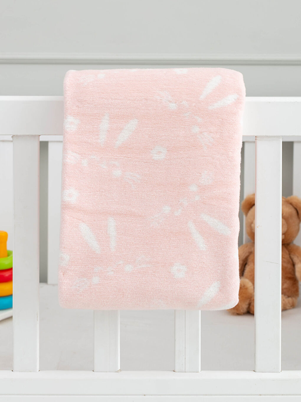 Ekru Baskılı Kız Bebek Battaniye