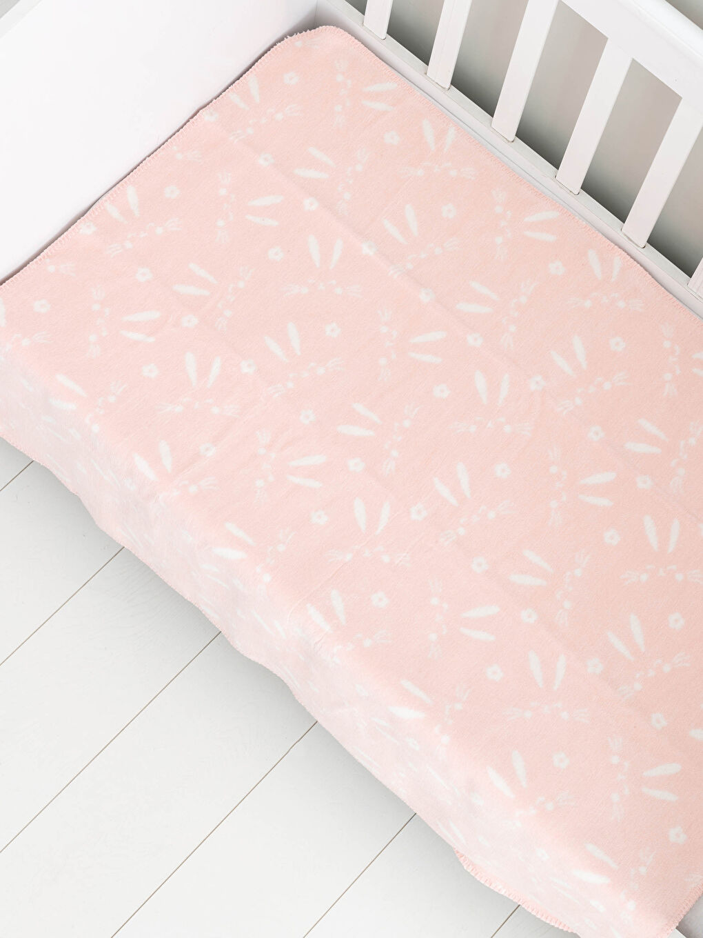 Ekru Baskılı Kız Bebek Battaniye-1