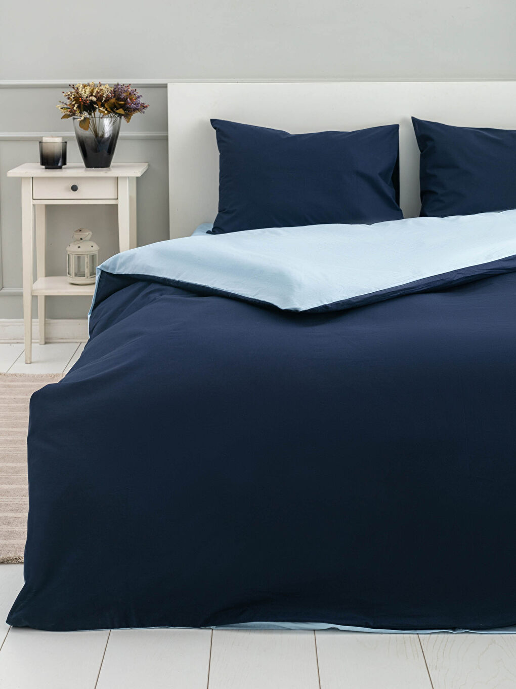 Parure de Couette Double Face Unie en Tissu Renforcé