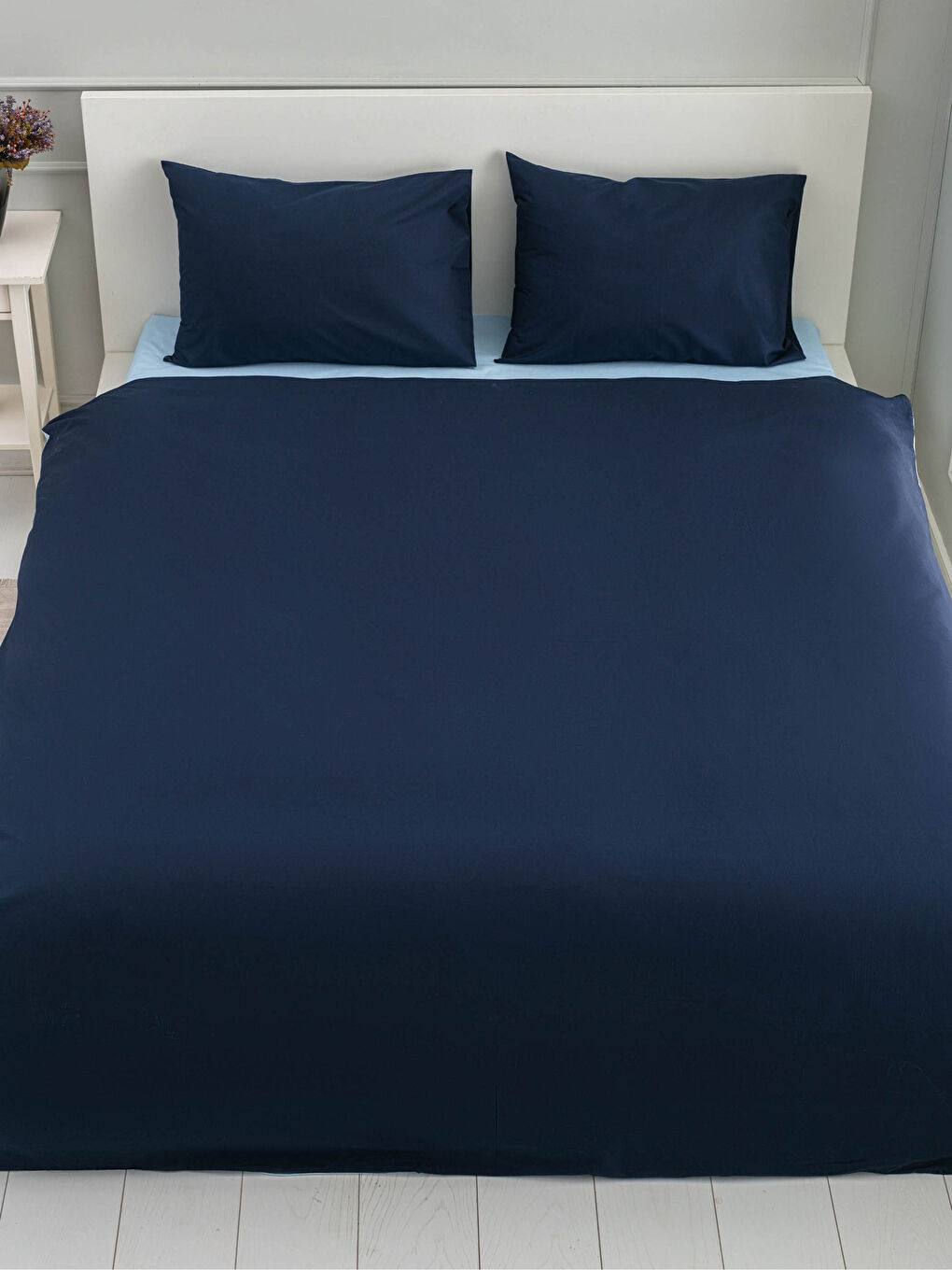 Parure de Couette Double Face Unie en Tissu Renforcé-3