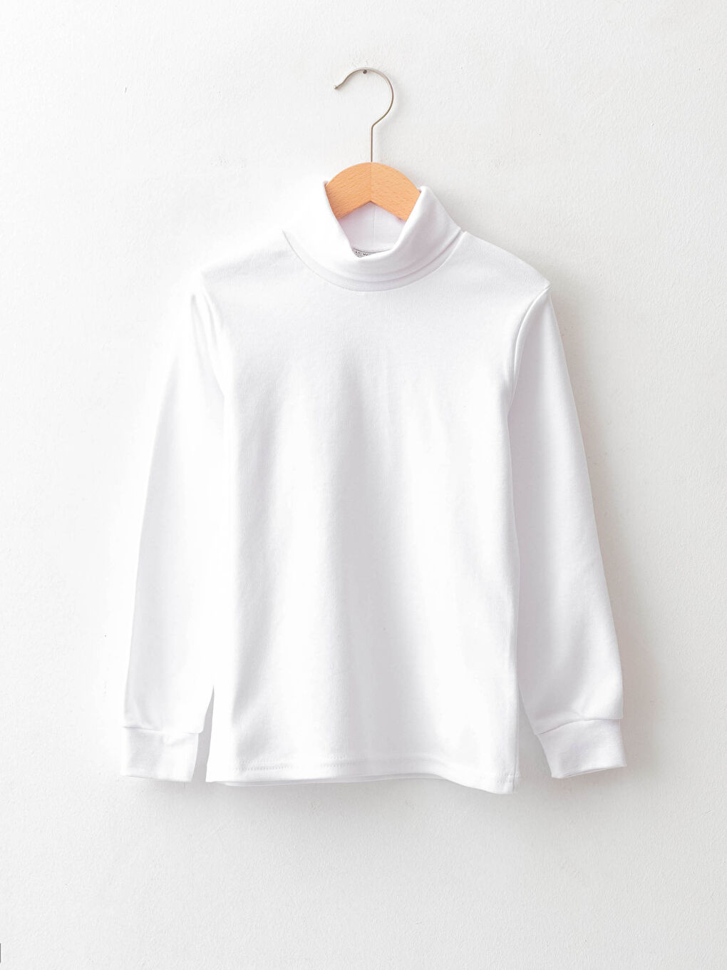 T-shirt Garçon Basique En Coton À Manches Longues Et Col Roulé