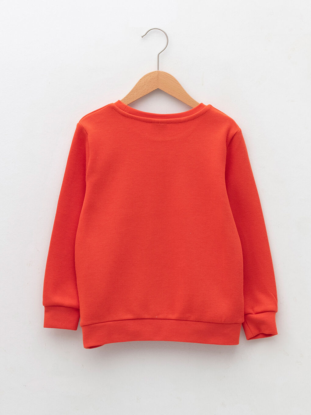 Turuncu Bisiklet Yaka Baskılı Uzun Kollu Pamuklu Erkek Çocuk Tişört-1