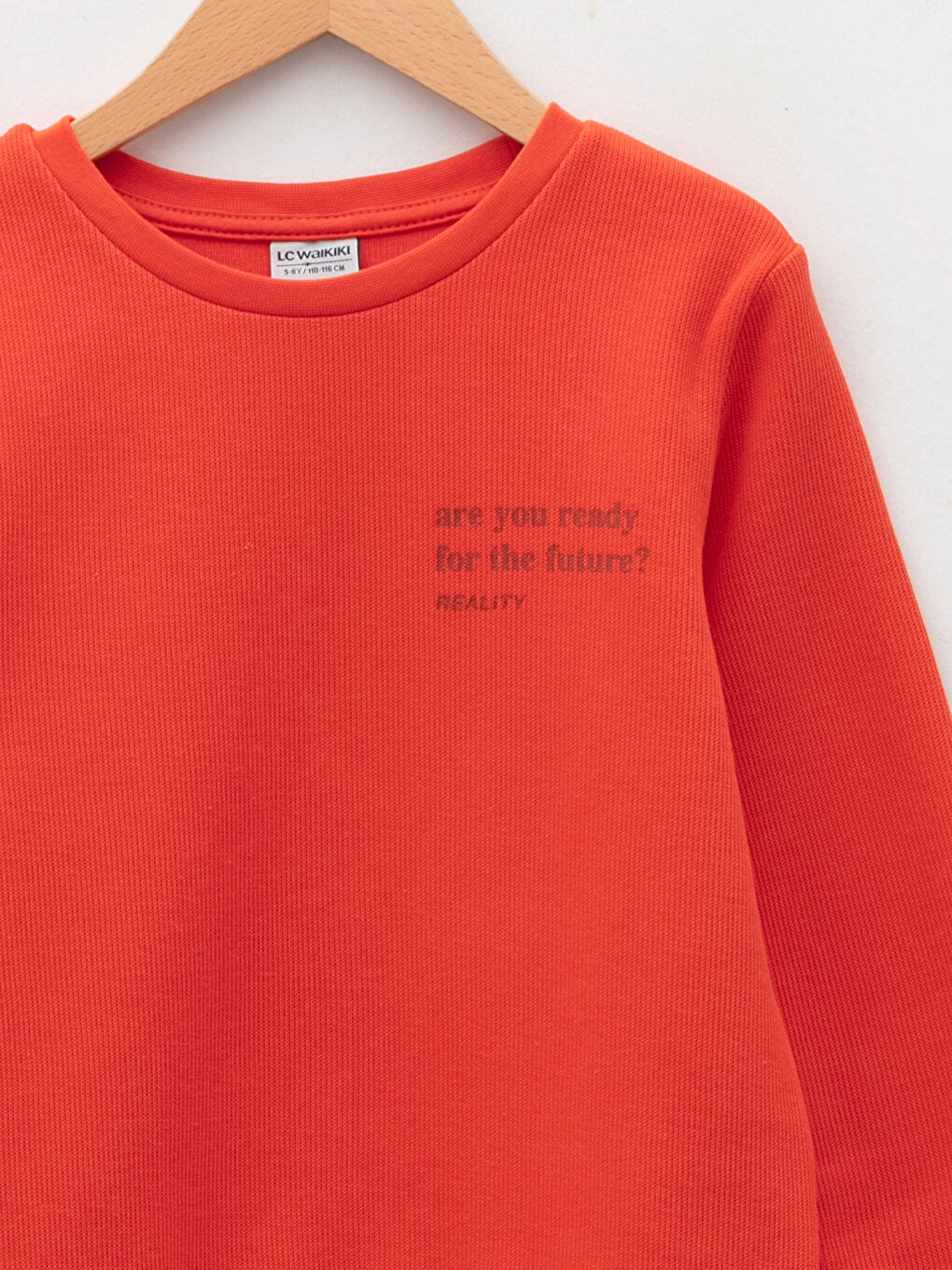 Turuncu Bisiklet Yaka Baskılı Uzun Kollu Pamuklu Erkek Çocuk Tişört-2