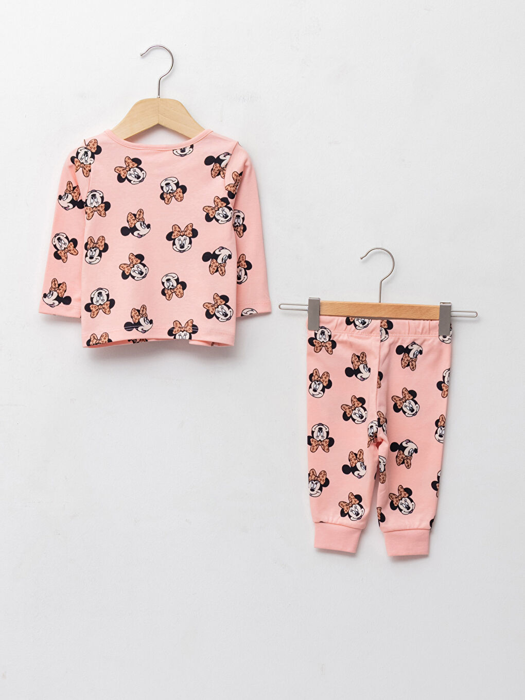 Ensemble de pyjama en coton imprimé Minnie Mouse à manches longues et col rond pour bébé fille-1