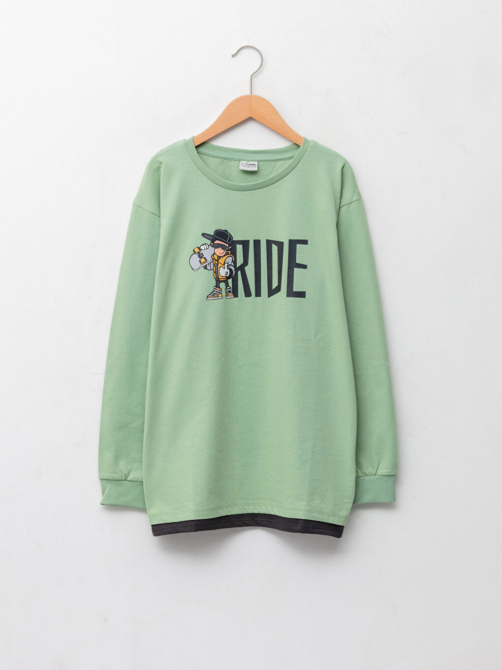LCW Kids Crew Neck Printed Long Sleeve Boys' Sweatshirt -W1BF16Z4-FGN