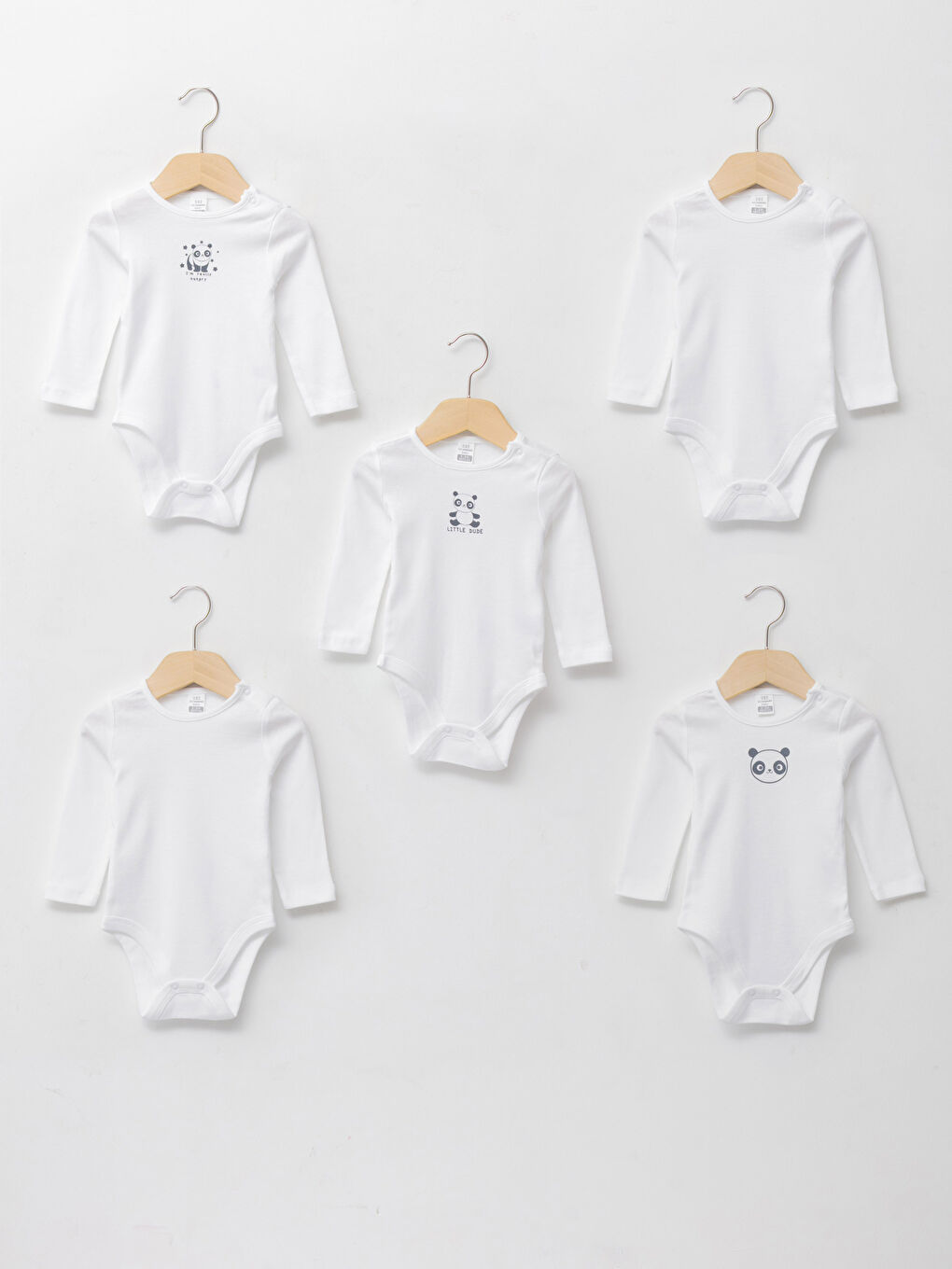 Crew Neck Long Sleeve Cotton Baby Boy Snap Snap Body 5 Pack