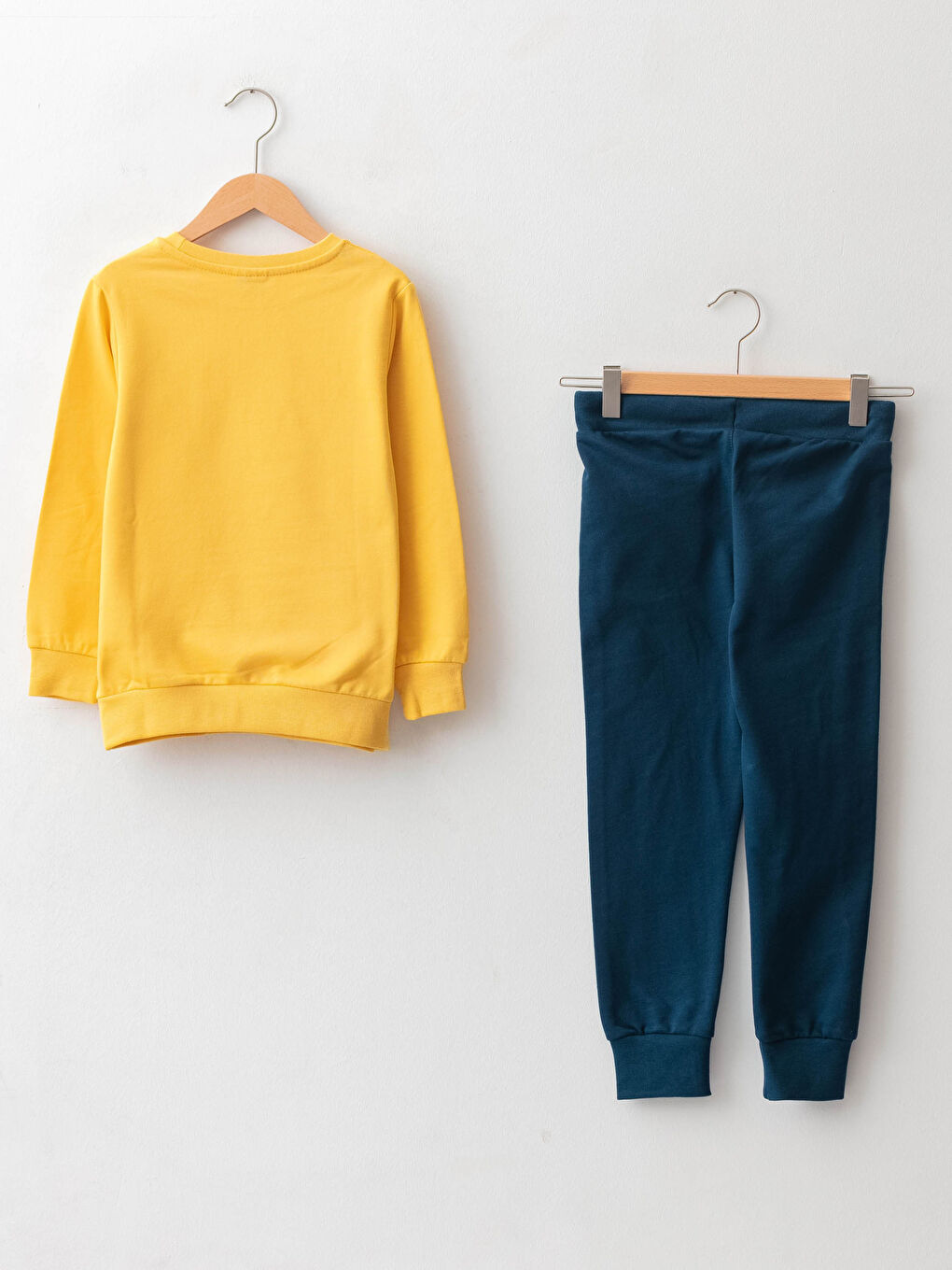 Sarı Bisiklet Yaka Baskılı Uzun Kollu Erkek Çocuk Sweatshirt ve Eşofman Altı-1