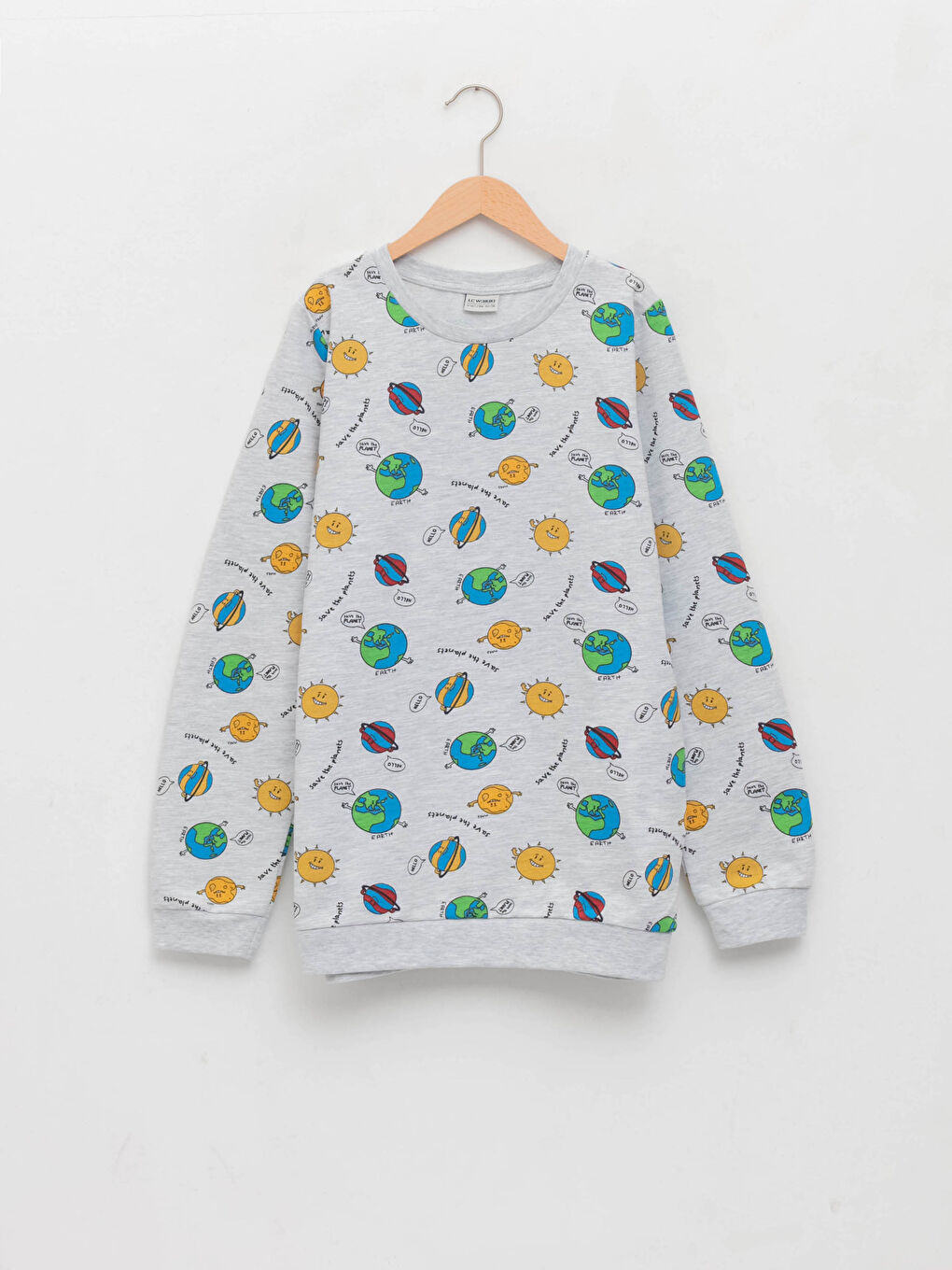 Crew Neck Printed Long Sleeve Boys' Sweatshirt