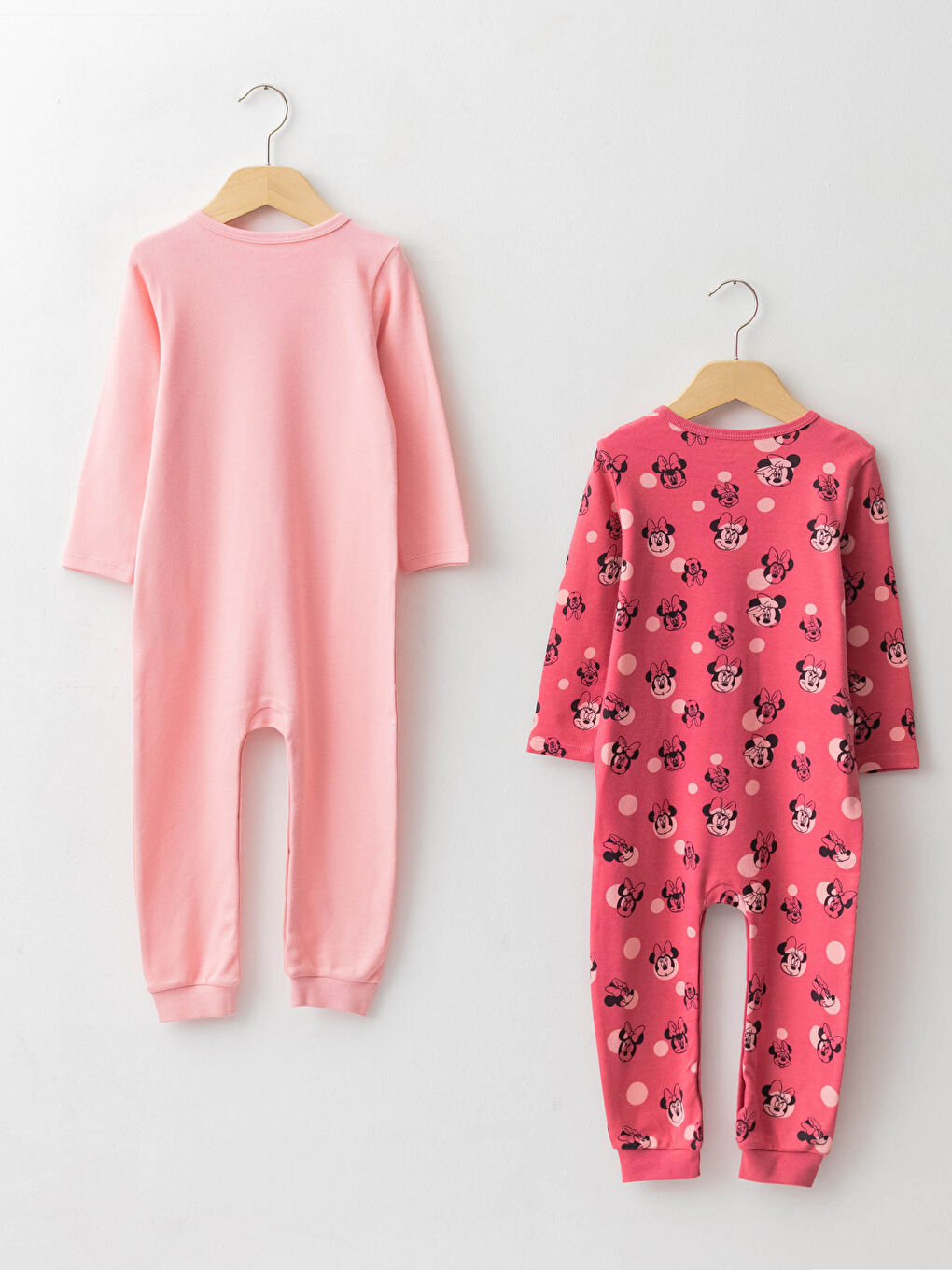 LCW baby Crew Neck Long Sleeve Minnie Mouse Printed Baby Girls' Jumpsuit 2 Pack -W1BG98Z1-LT4