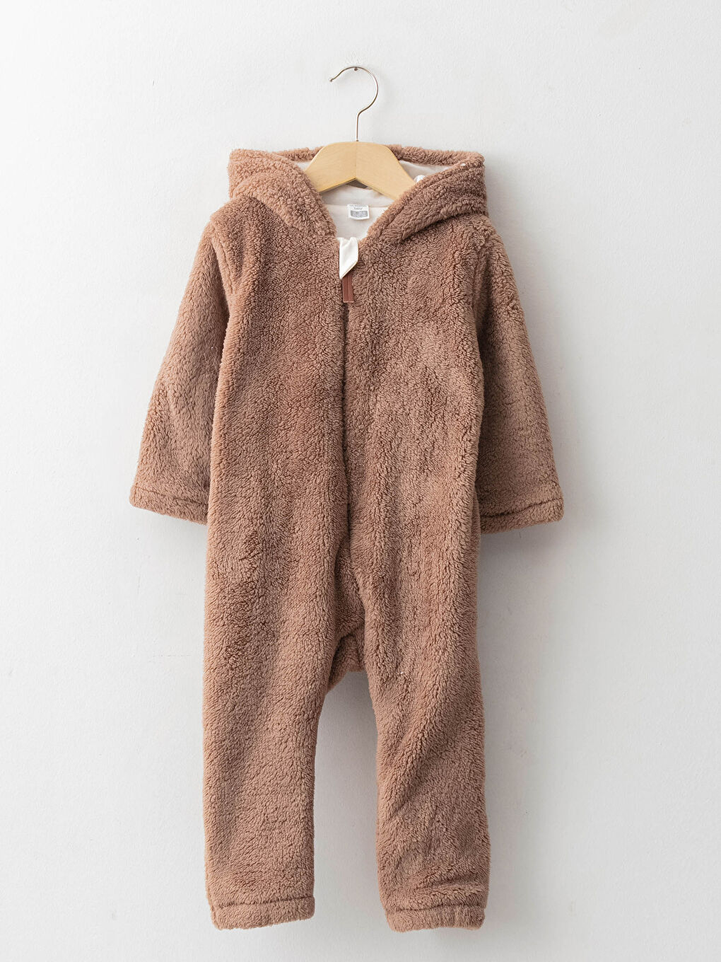 Hooded Long Sleeve Basic Plush Baby Boy Zippered Jumpsuit