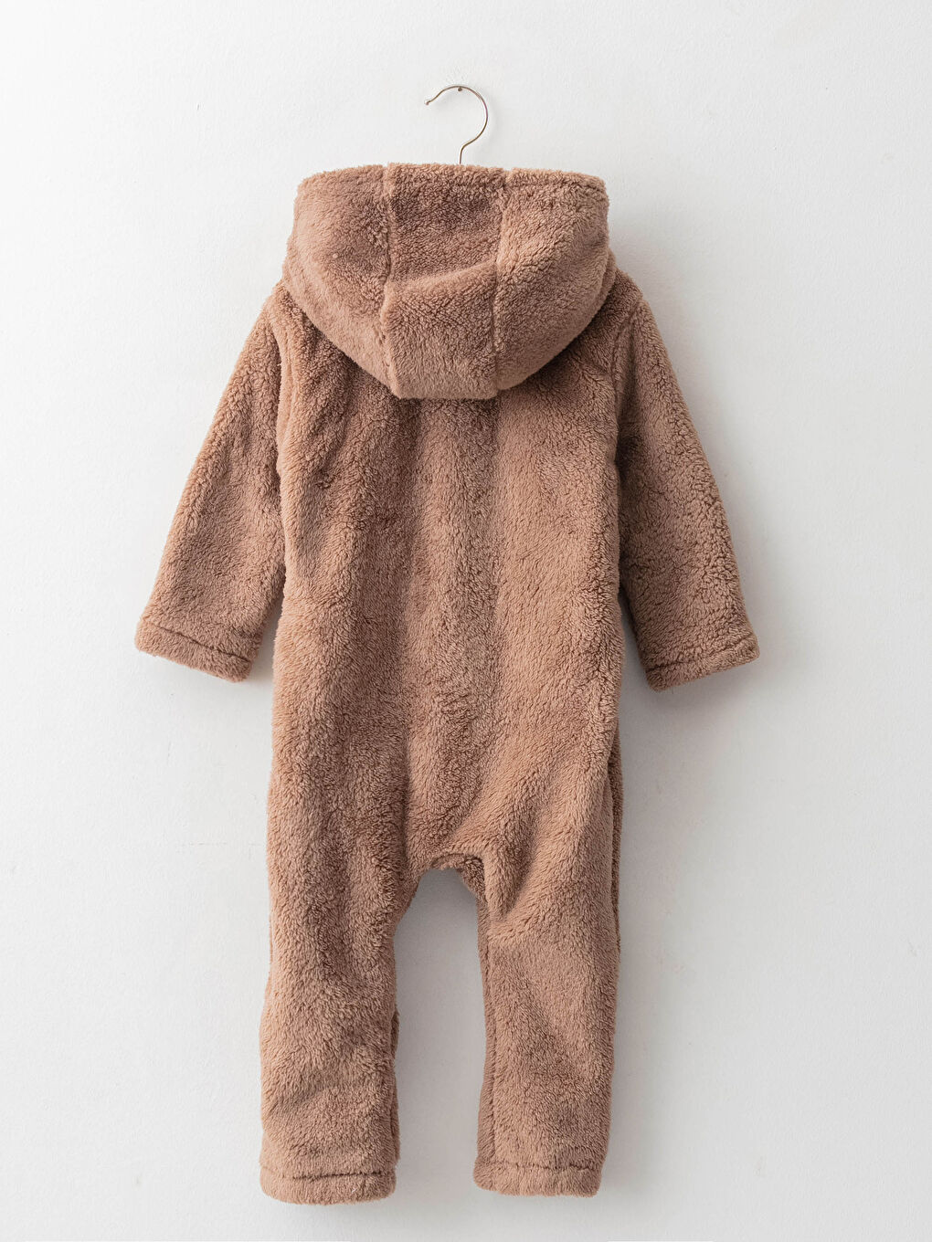 Hooded Long Sleeve Basic Plush Baby Boy Zippered Jumpsuit-1