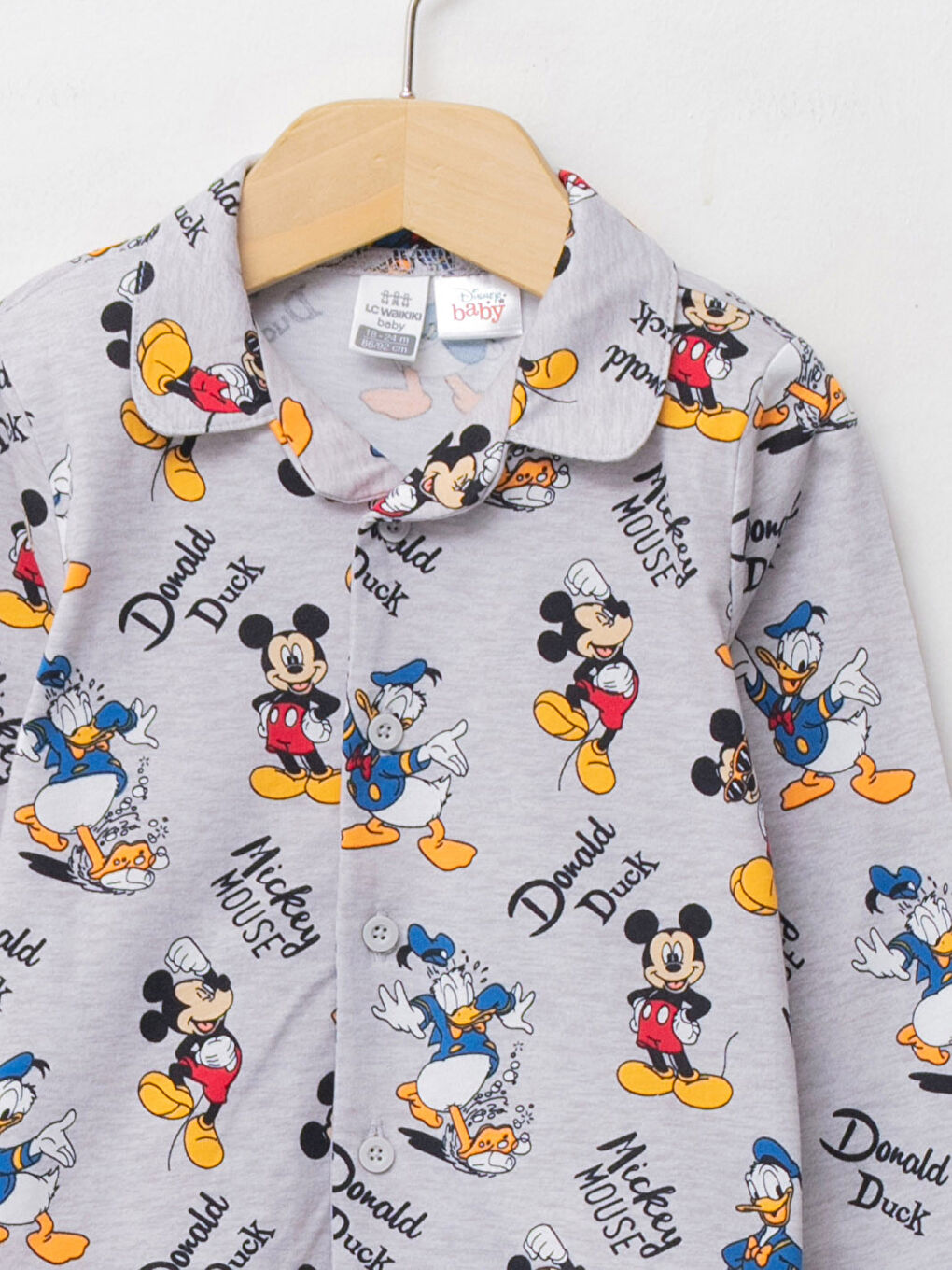 Polo Collar Long Sleeve Disney Printed Cotton Baby Boy Pajamas Set-2