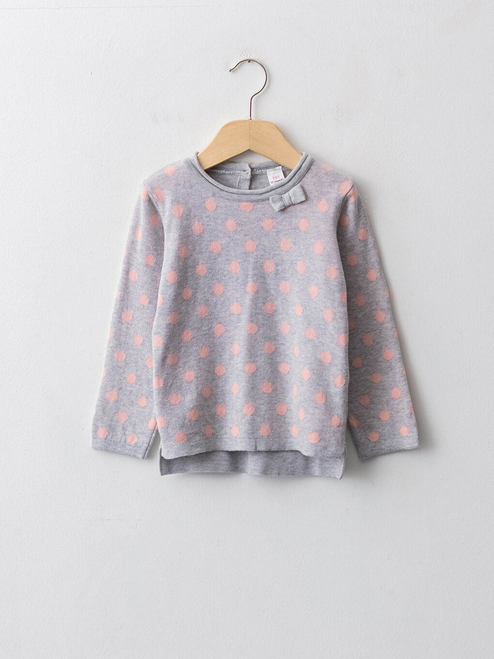LCW baby Crew Neck Long Sleeve Polka Dot Patterned Baby Girl Knitwear Sweater -W1BI56Z1-MKJ