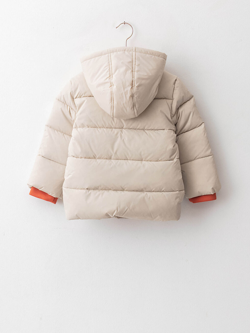 Bej Kapüşonlu Uzun Kollu Erkek Bebek Mont-1