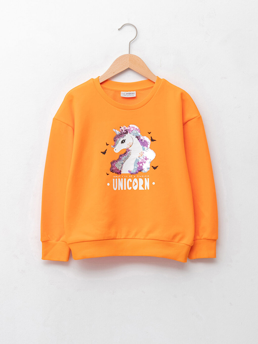 Crew Neck Printed Sequin Long Sleeve Girl Sweatshirt