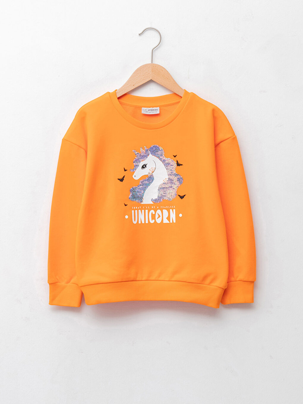 Crew Neck Printed Sequin Long Sleeve Girl Sweatshirt-1
