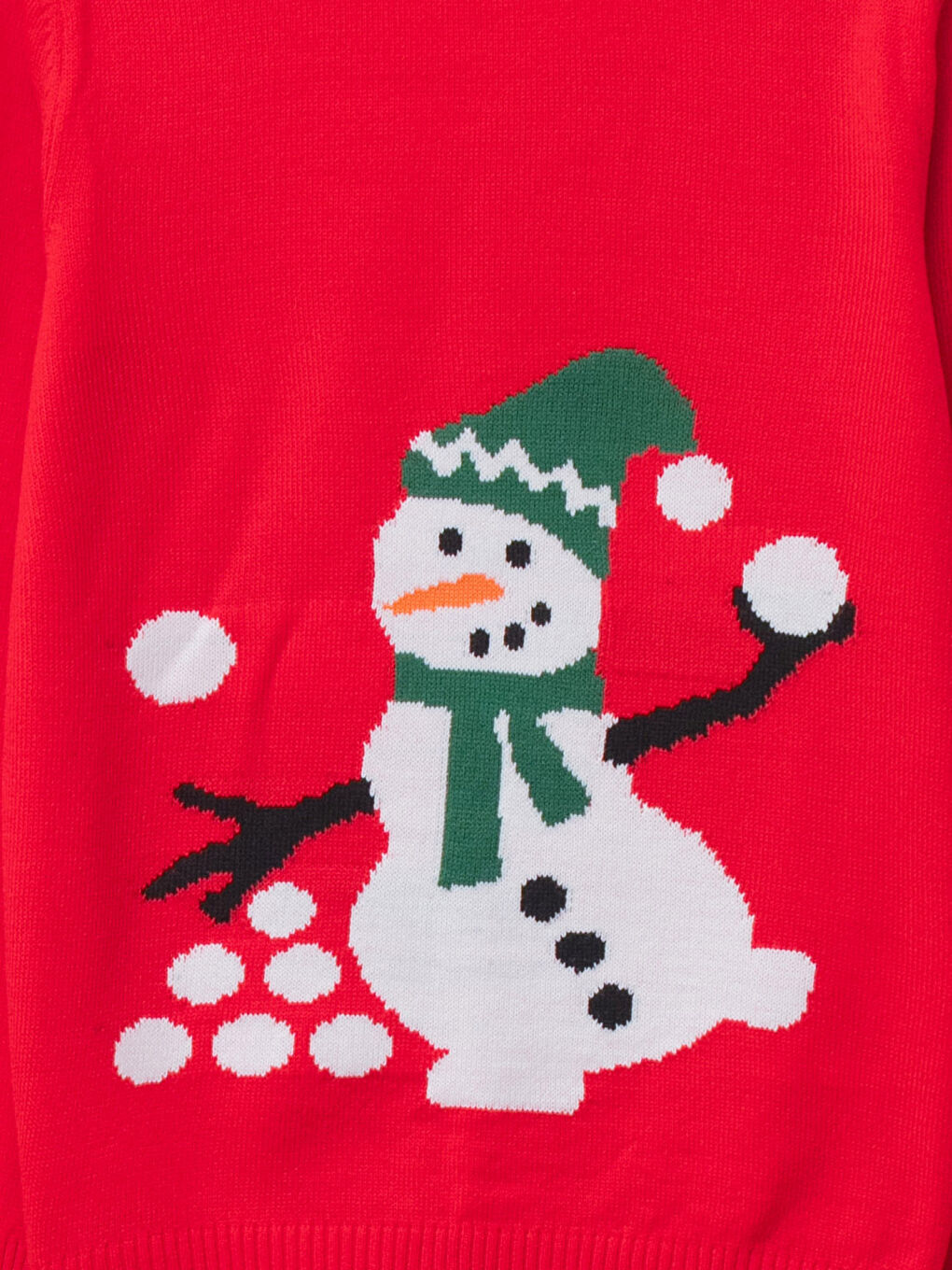 Crew Neck Snowman Patterned Long Sleeve Boy Thin Tricot Sweater-2