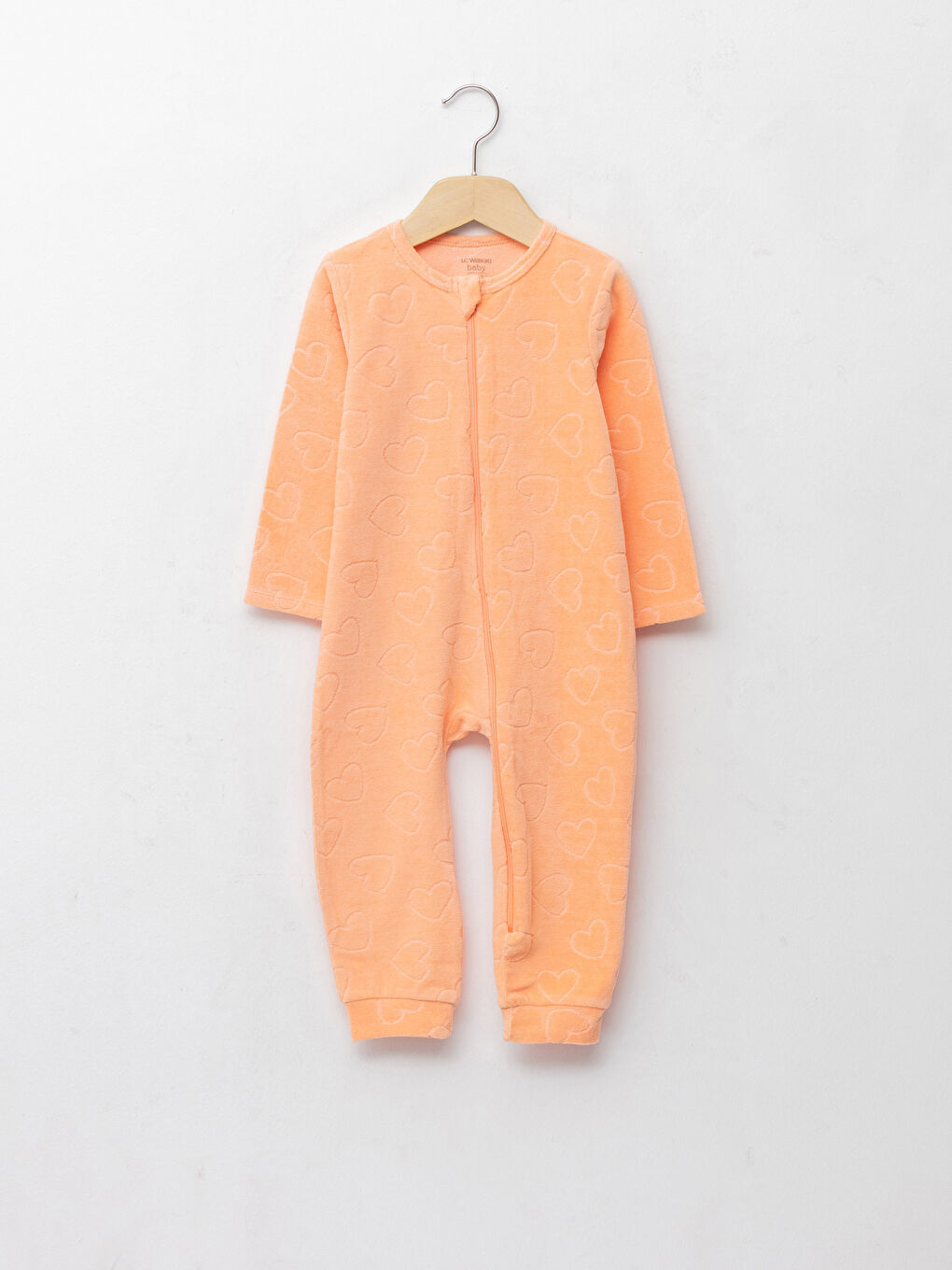 LC Waikiki Crew Neck Long Sleeve Patterned Baby Girl Zipper Jumpsuit -W1BK53Z1-LSL