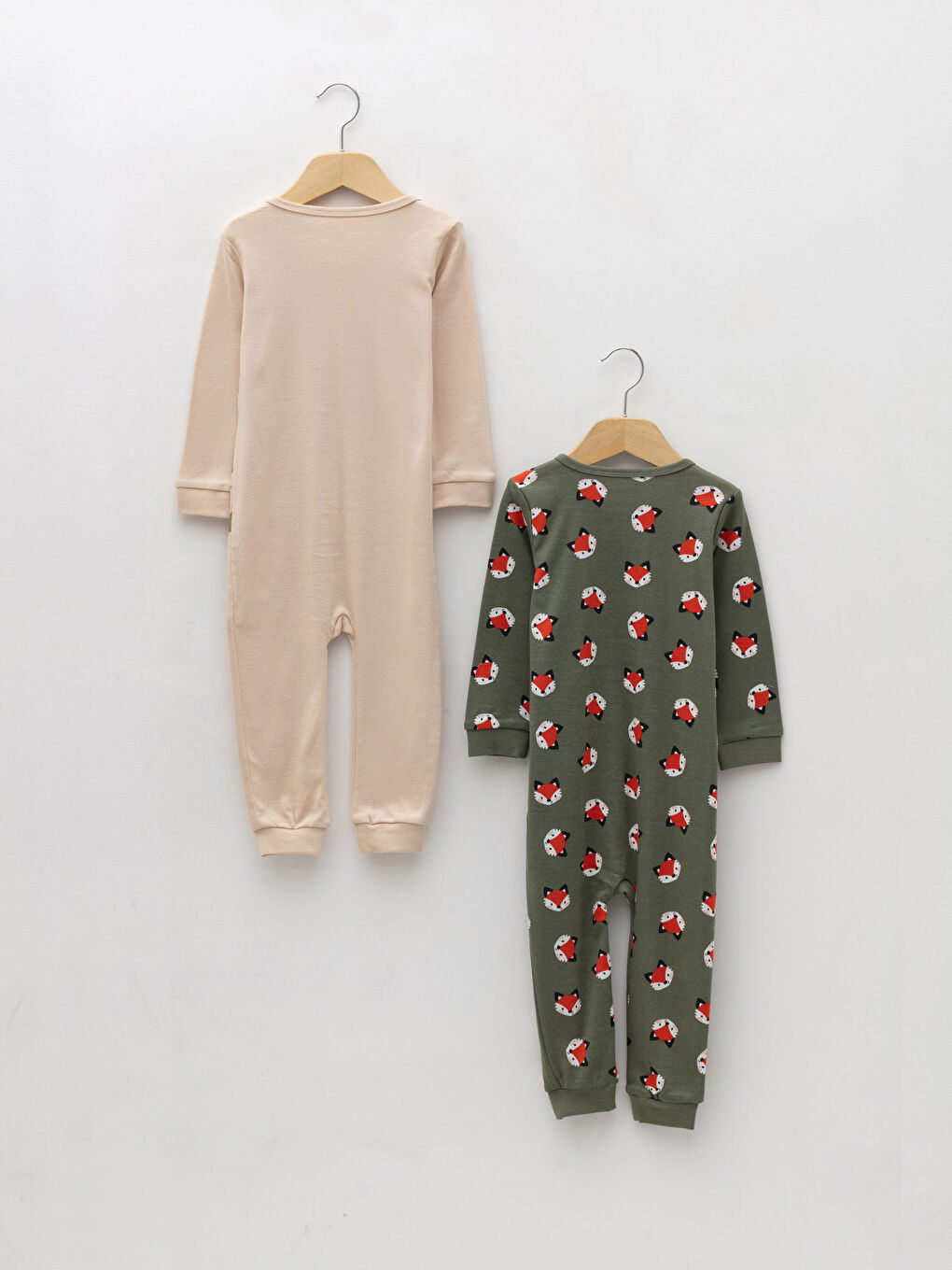 Yeşil Bisiklet Yaka Uzun Kollu Pamuklu Erkek Bebek Fermuarlı Tulum 2'li-1