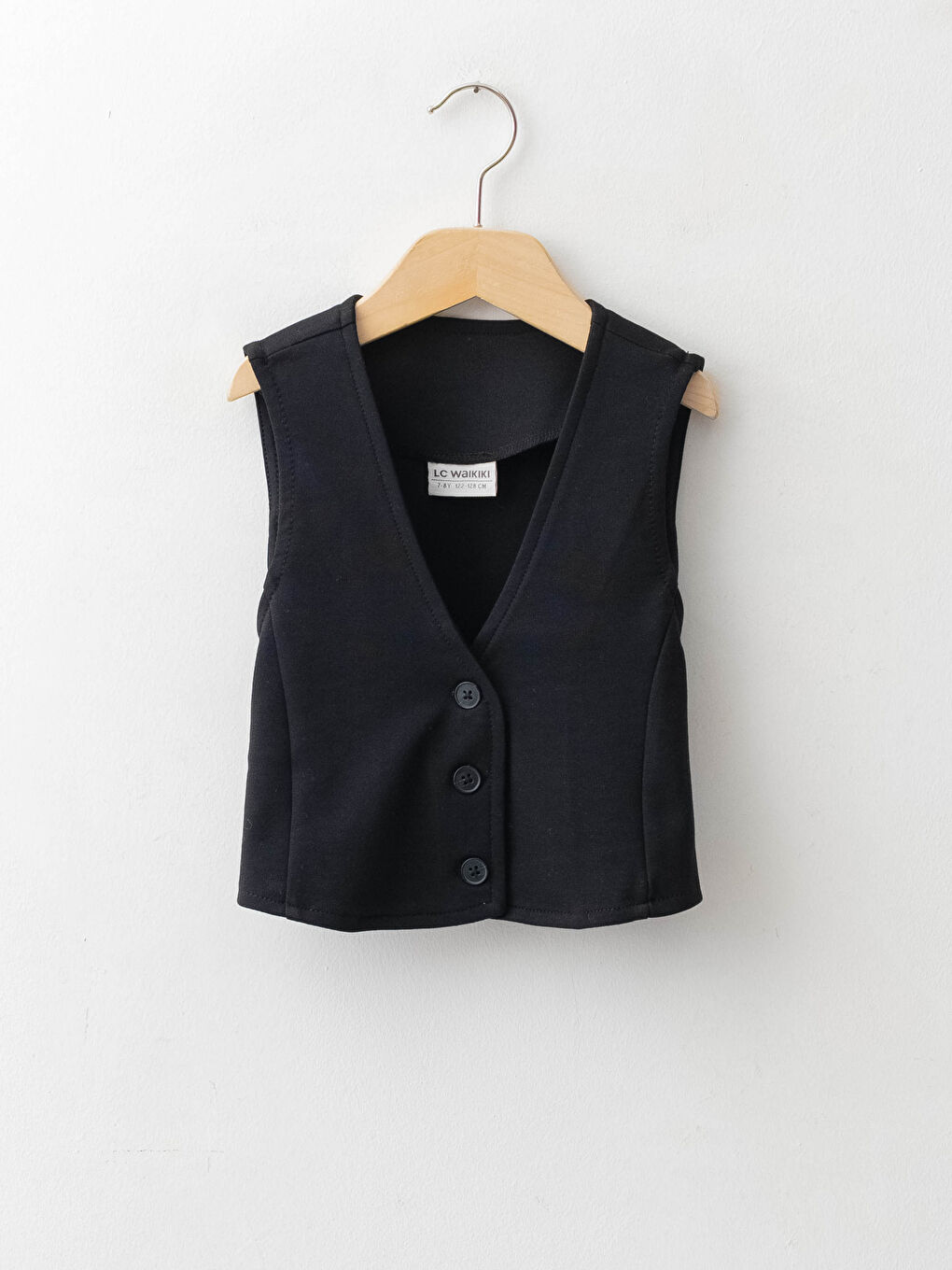 Siyah V Yaka Basic Kız Çocuk Yelek