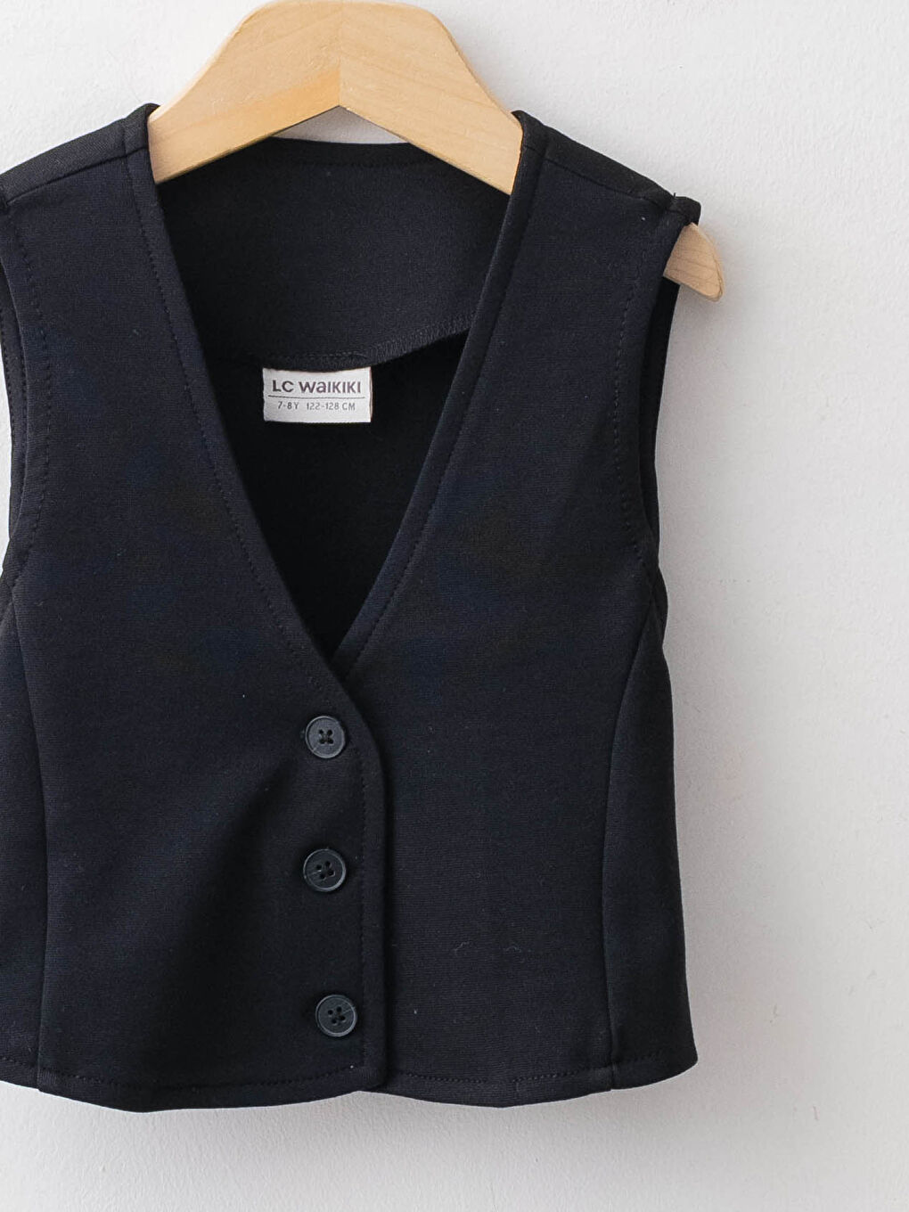 Siyah V Yaka Basic Kız Çocuk Yelek-2